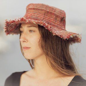 Hemp Summer Beach Sun Hat - Amelia in Red